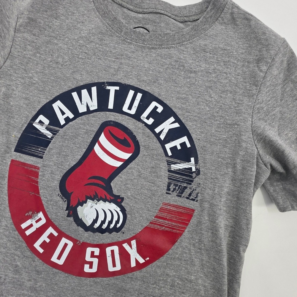 47 BRAND PAWTUCKET RED SOX SHIRT YOUTH MEDIUM GRAY GRAPHIC MILB BASEBALL GRAPHIC